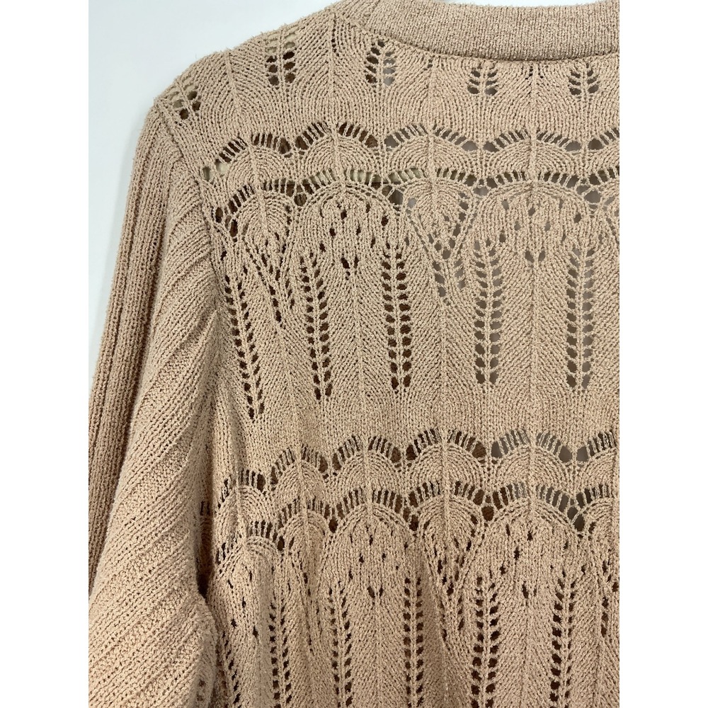 Torrid Size 2 Tan Pointelle Knit Cardigan Sweater Button Cottagecore Grannycore - Picture 10 of 11